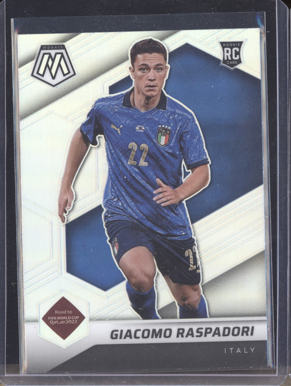 Giacomo Raspadori 2022 Panini Mosaic RTWC 28 Silver RC