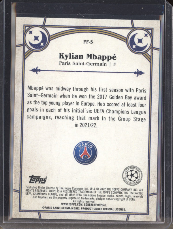 Kylian Mbappe 2021-22 Topps Merlin Chrome UEFA PF-5 Prophecy Fulfilled