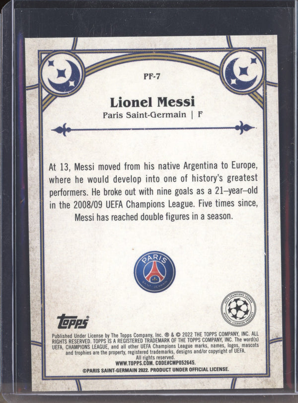 Lionel Messi 2021-22 Topps Merlin Chrome UEFA PF-7 Prophecy Fulfilled