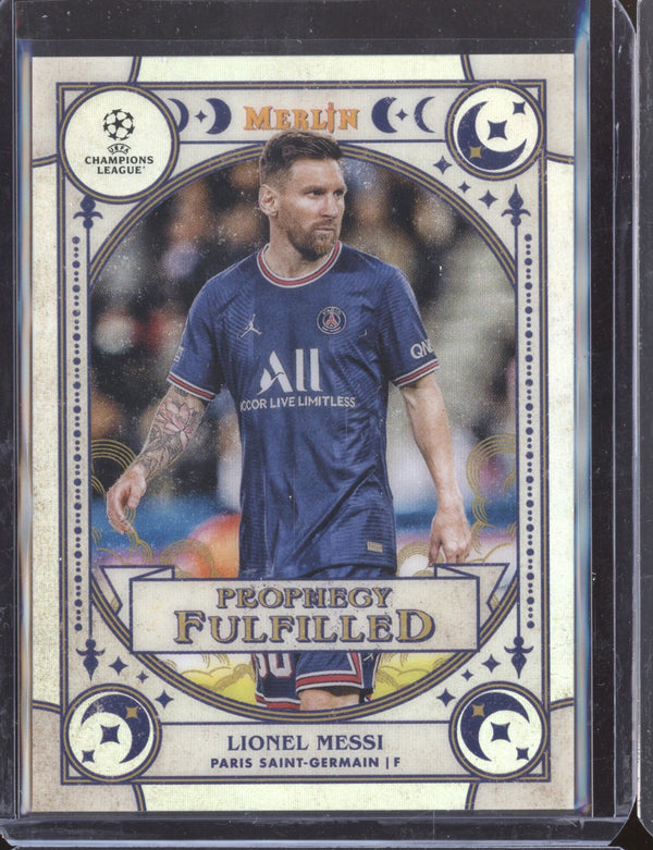 Lionel Messi 2021-22 Topps Merlin Chrome UEFA PF-7 Prophecy Fulfilled