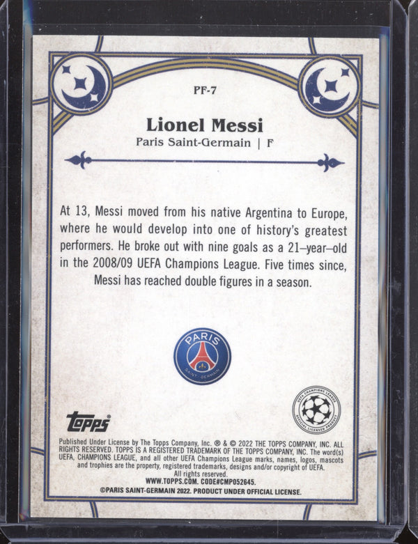 Lionel Messi 2021-22 Topps Merlin Chrome UEFA PF-7 Prophecy Fulfilled