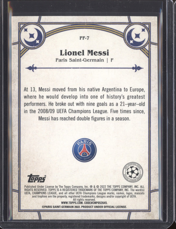 Lionel Messi 2021-22 Topps Merlin Chrome UEFA PF-7 Prophecy Fulfilled