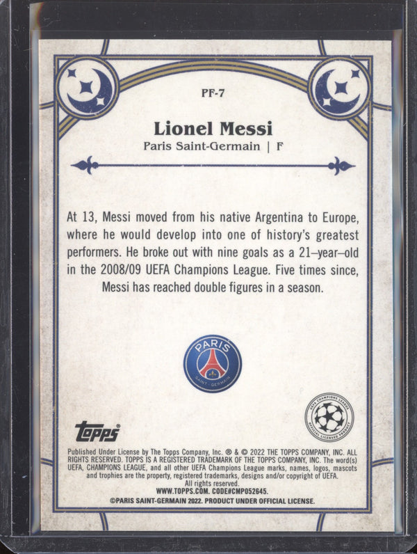 Lionel Messi 2021-22 Topps Merlin Chrome UEFA PF-7 Prophecy Fulfilled