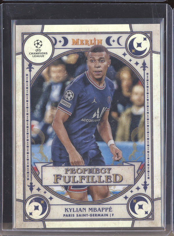 Kylian Mbappe 2021-22 Topps Merlin Chrome UEFA PF-5 Prophecy Fulfilled