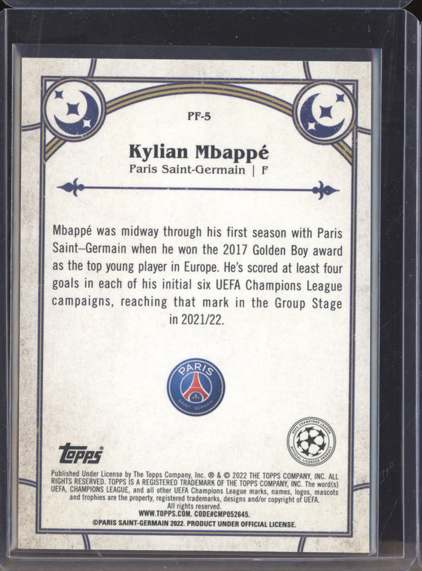 Kylian Mbappe 2021-22 Topps Merlin Chrome UEFA PF-5 Prophecy Fulfilled