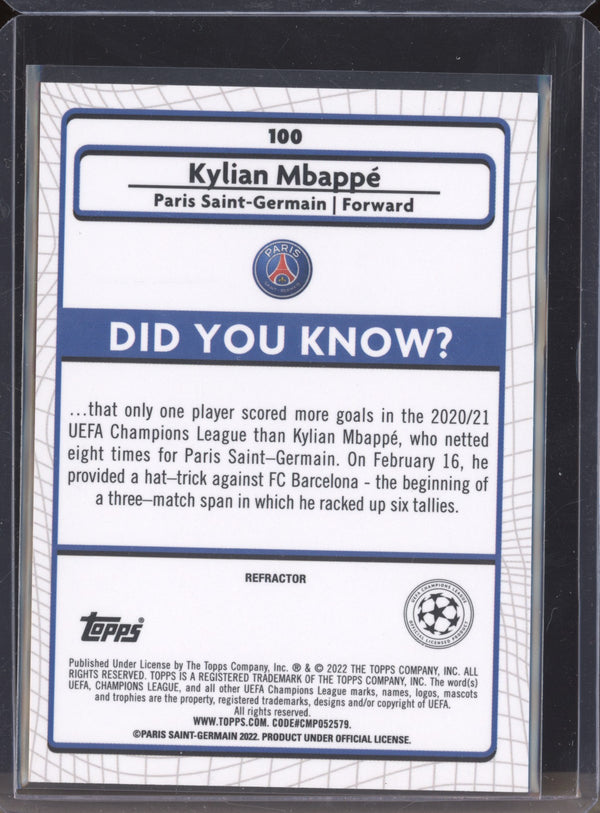 Kylian Mbappe 2021-22 Topps Merlin Chrome UEFA 100 Refractor