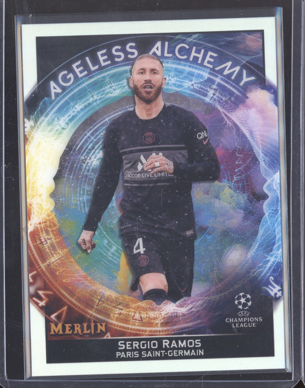 Sergio Ramos 2021-22 Topps Merlin Chrome UEFA AA-17 Ageless Alchemy