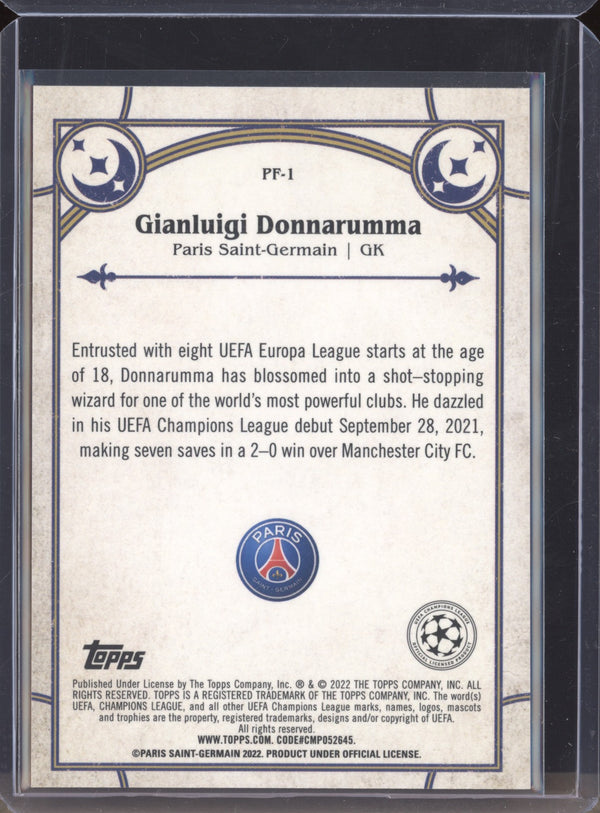 Gianluigi Donnarumma 2021-22 Topps Merlin Chrome UEFA PF-1 Prophecy Fulfilled