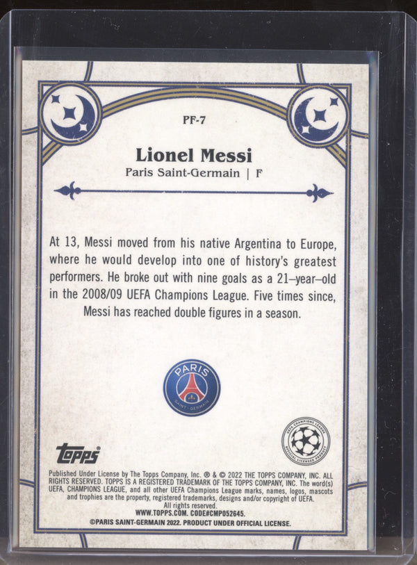 Lionel Messi 2021-22 Topps Merlin Chrome UEFA PF-7 Prophecy Fulfilled