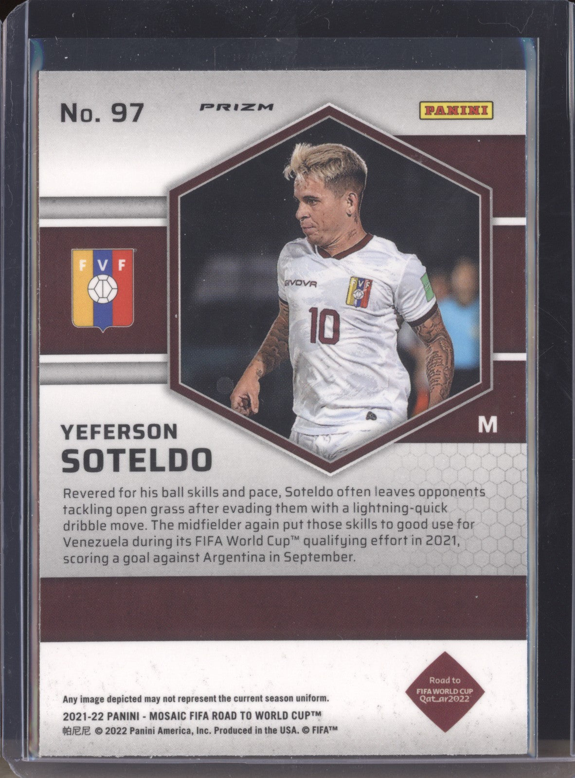 Yeferson Soteldo 2022 Panini Mosaic RTWC 97 Mosaic RC