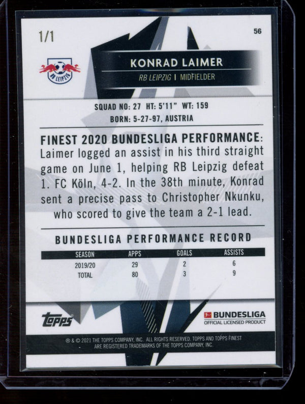 Konrad Laimer 2020-21 Topps Finest Bundesliga Superfractor 1/1