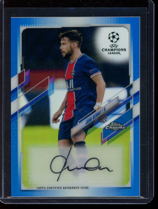 Juan Bernat 2020-21 Topps Chrome UEFA  Blue Refractor Auto 97/150