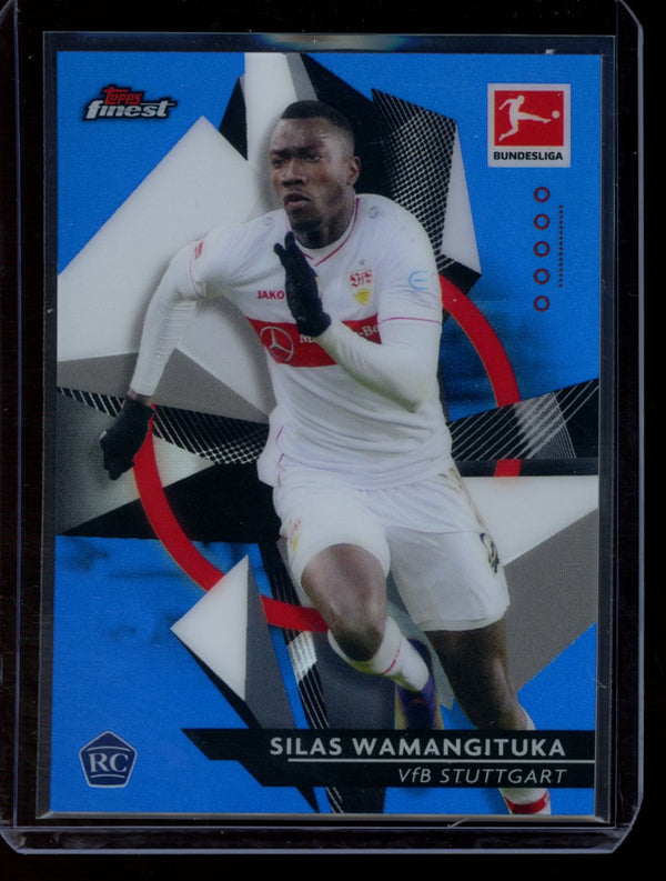 Silas Wamangituka 2020-21 Topps Finest Bundesliga Blue Refractor RC 27/150