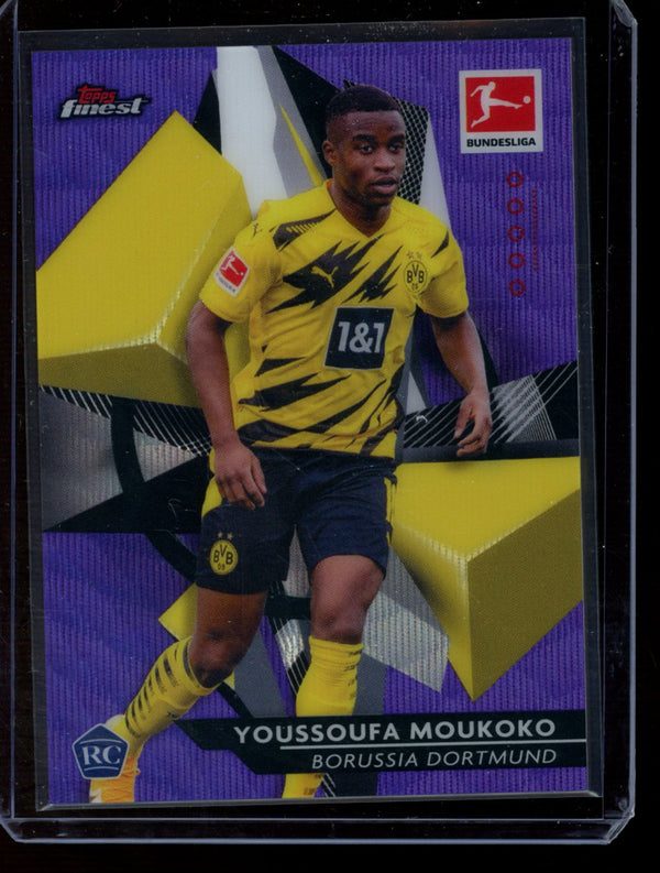 Youssoufa Moukoko 2020-21 Topps Finest Purple Wave Refractor RC 36/250