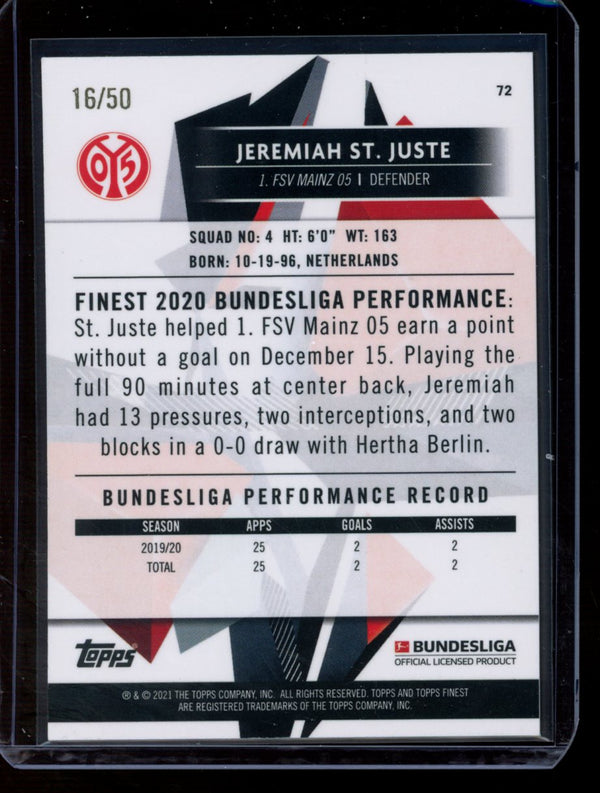 Jeremiah St Juste 2020-21 Topps Finest Bundesliga Gold Refractor 16/50