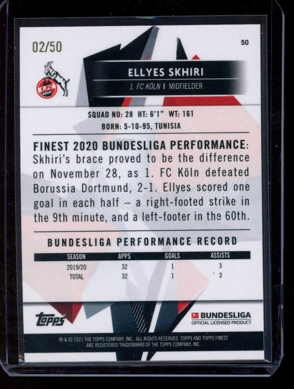 Ellyes Skhiri 2020-21 Topps Finest Bundesliga Gold Refractor 2/50