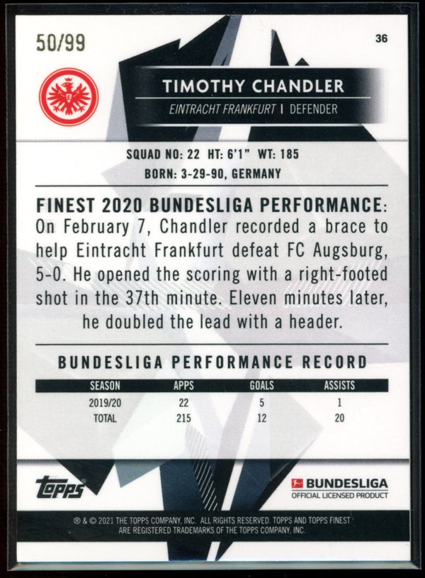 Timothy Chandler 2020-21 Topps Finest Bundesliga Green Wave Refractor  50/99