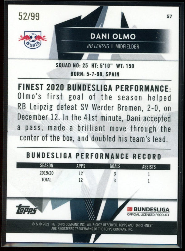 Dani Olmo 2020-21 Topps Finest Bundesliga Green Refractor 52/99