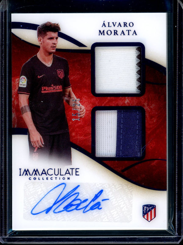 Alvaro Morata 2020 Panini Immaculate Dual Swatch Auto Blue 15/25