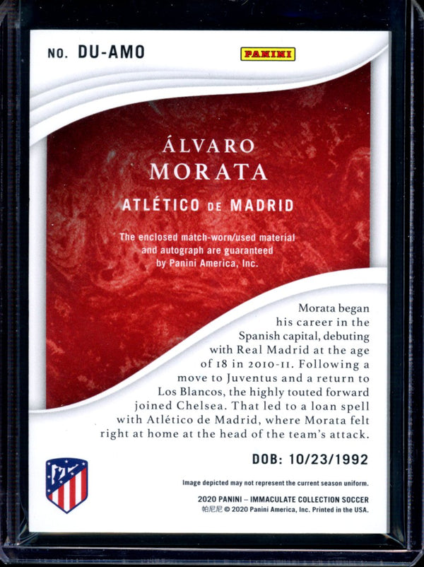 Alvaro Morata 2020 Panini Immaculate Dual Swatch Auto Blue 15/25