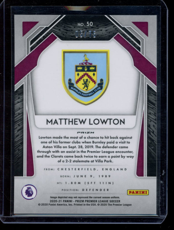 Matthew Lowton 2020-21 Panini Prizm Blue Cracked Ice 5/75