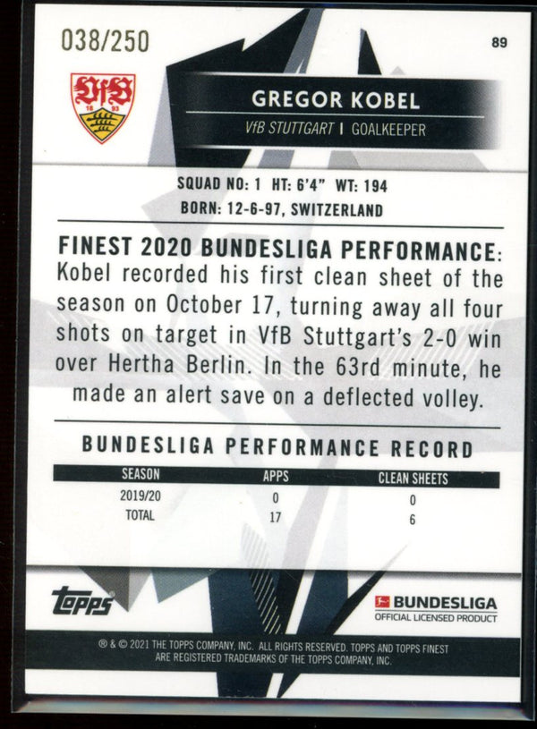 Gregor Kobel 2020-21 Topps Finest Bundesliga Purple Refractor 38/250