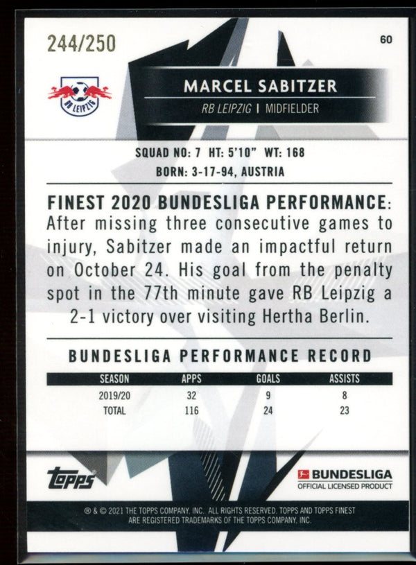 Marcel Sabitzer 2020-21 Topps Finest Bundesliga Purple Refractor 244/250