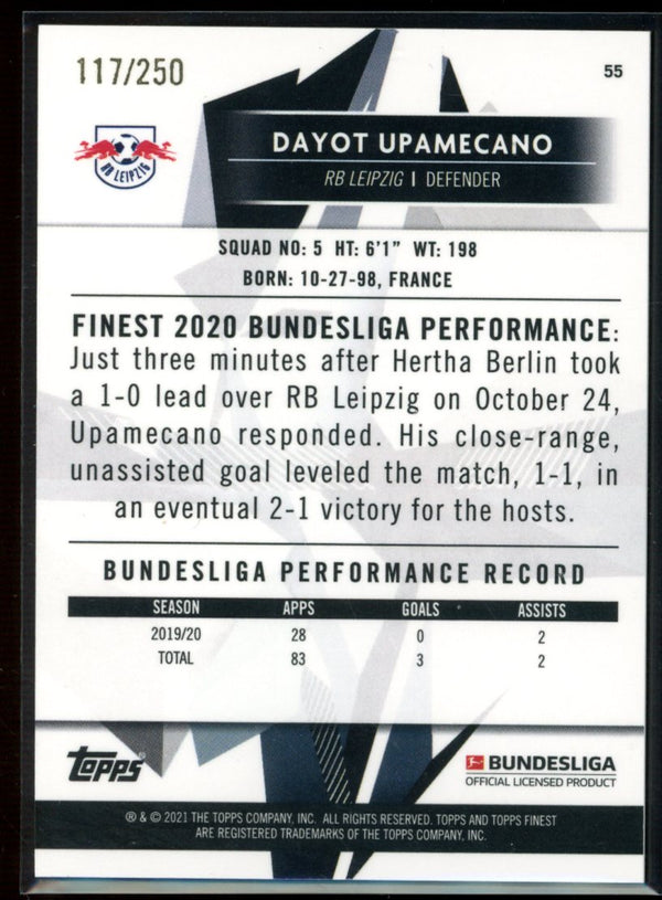 Dayot Upamecano 2020-21 Topps Finest Bundesliga Purple Refractor 117/250