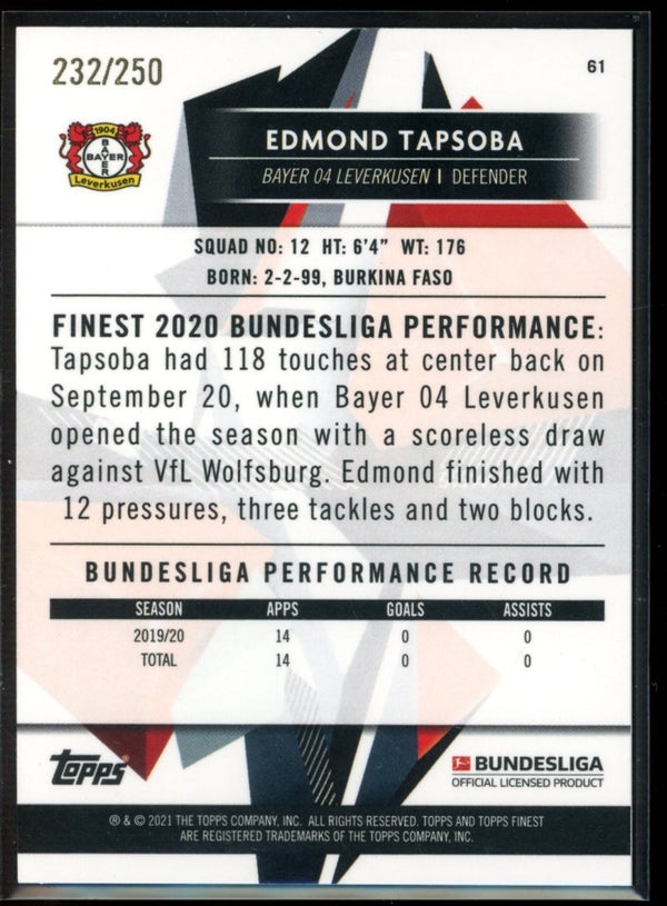 Edmond Tapsoba 2020-21 Topps Finest Bundesliga Purple Refractor 232/250