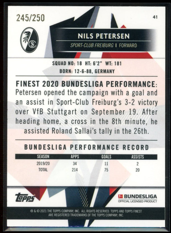 Nils Petersen 2020-21 Topps Finest Bundesliga Purple Refractor 245/250