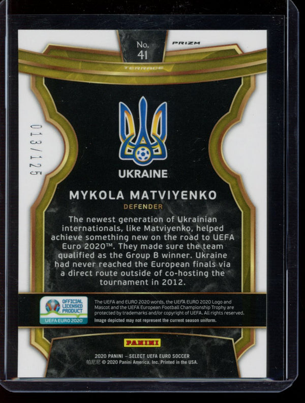 Mykola Matviyenko 2020 Panini Select Euro Terrace Orange RC 13/125