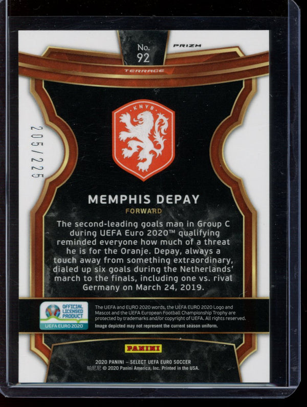 Memphis Depay 2020 Panini Select Euro Blue Prizm 205/225