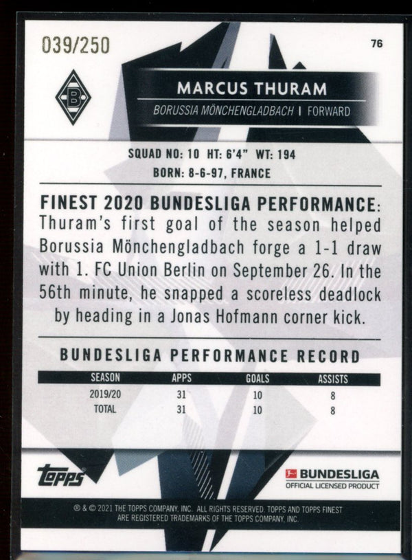 Marcus Thuram 2020-21 Topps Finest Bundesliga Purple Wave Refractor 39/250