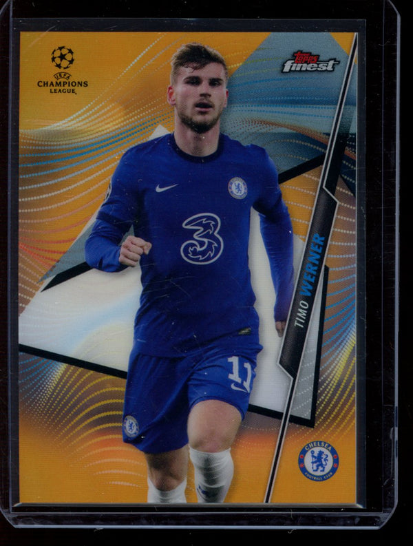 Timo Werner 2020-21 Panini Finest UEFA Orange Refractor 6/25