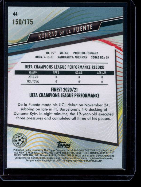 Konrad De La Fuente 2020-21 Panini Finest UEFA Speckle Refractor RC 150/175