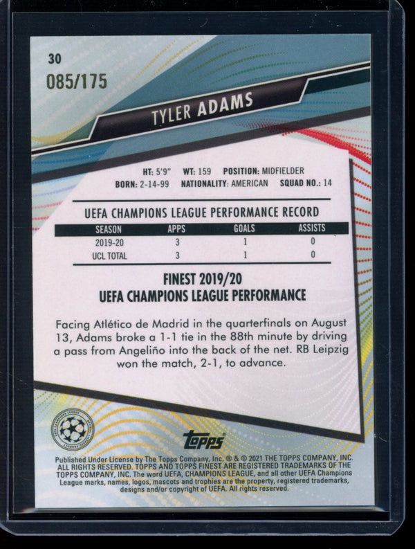 Tyler Adams 2020-21 Panini Finest UEFA Speckle Refractor 85/175