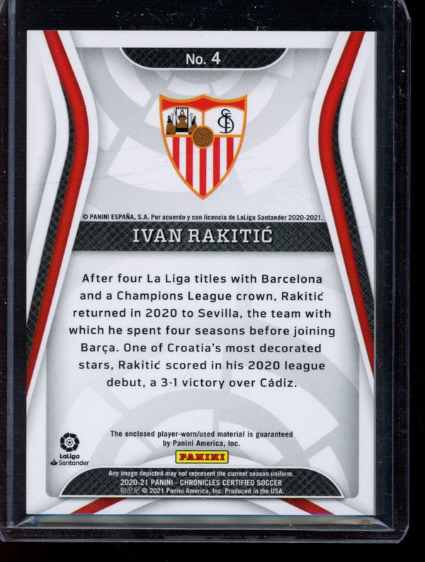 Ivan Rakitic 2020-21 Panini Chronicles Certified Bronze Patch 386/500