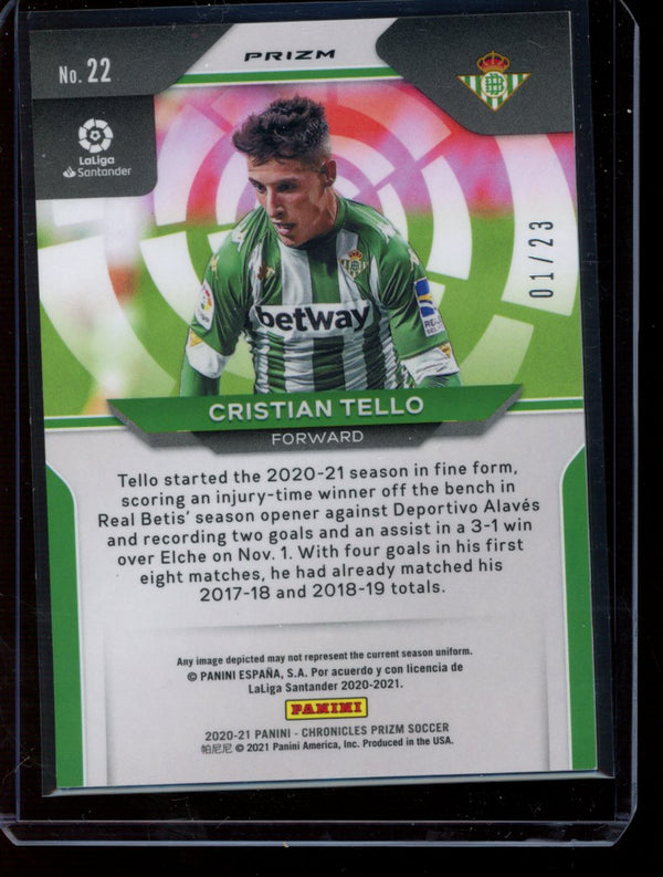 Cristian Tello 2020-21 Panini Chronicles Orange Cracked Ice 1/23