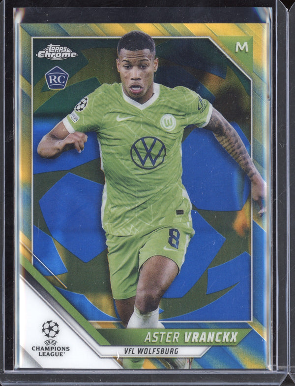 Aster Vranckx 2021/22 Topps Chrome UEFA Champions League Blue & Gold Starball RC 03/75