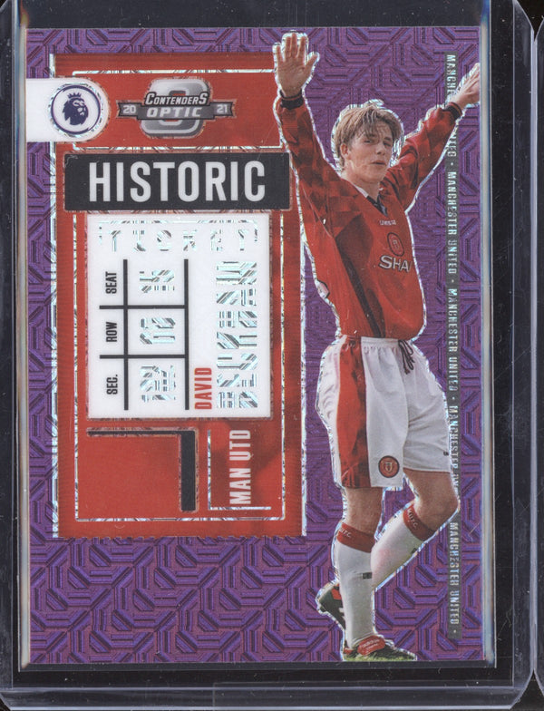 David Beckham 2020-21 Panini Chronicles Soccer 1 Historic Ticket Purple Mojo