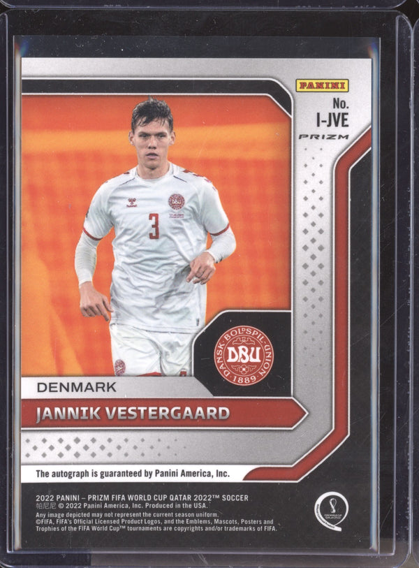 Jannik Vestergaard 2022 Panini Prizm World Cup I-JVE International Ink FOTL Blue Shimmer Auto