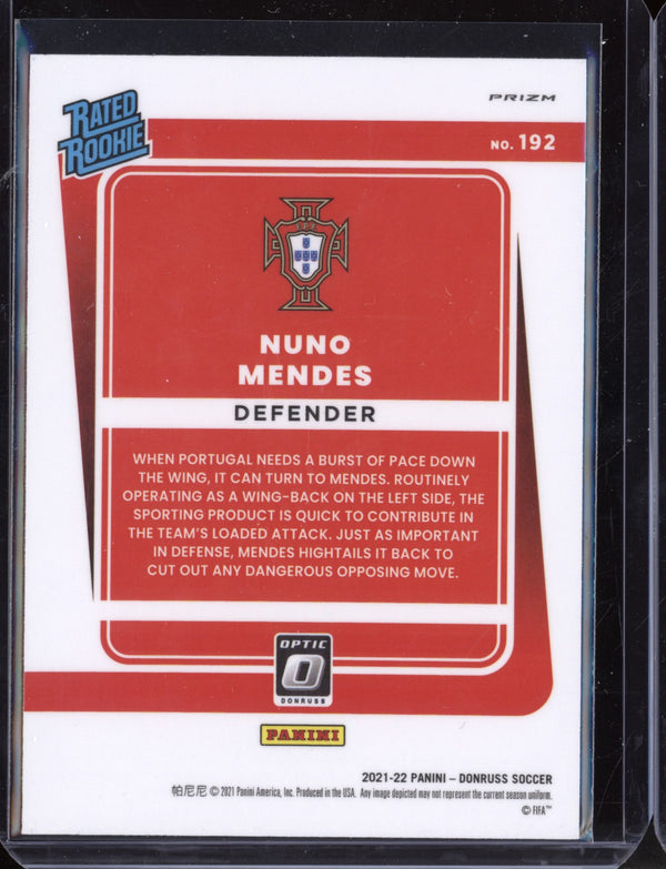 Nuno Mendes 2021 Panini Donruss Soccer Holo