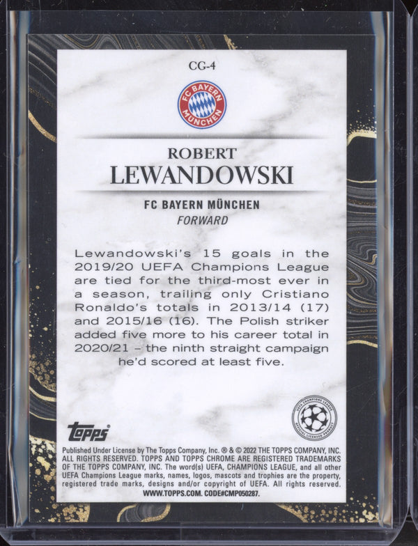 Robert Lewandowski 2021-22 Topps Chrome UEFA CL Chasing Glory Gold Lava