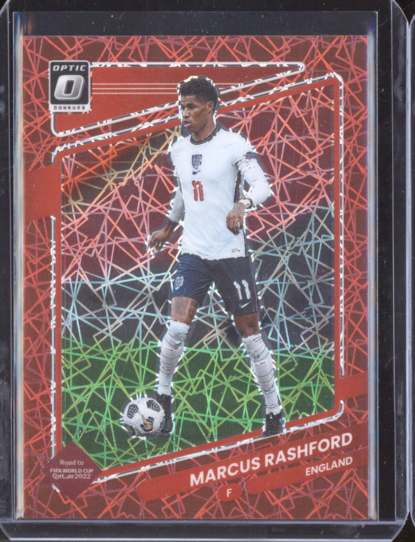 Marcus Rashford 2021-22 Panini Donruss Road to Qatar 55 Optic Red Velocity