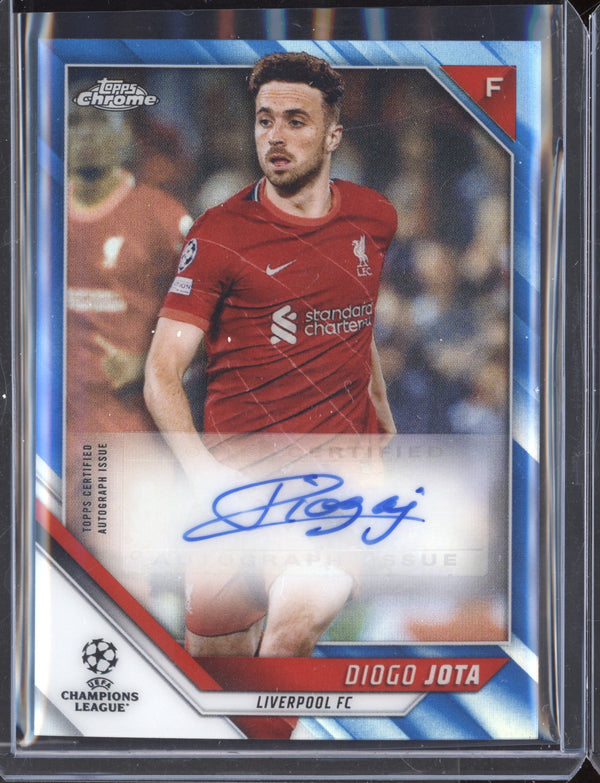 Diogo Jota 2021/22 Topps Chrome UEFA Champions League Blue Auto 005/150