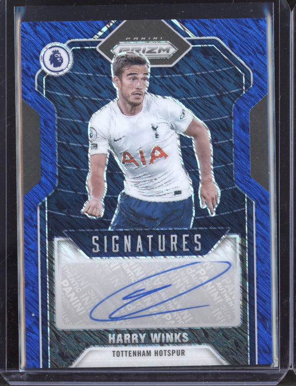 Harry Winks 2021-22 Panini Prizm Premier League Blue Shimmer Signatures