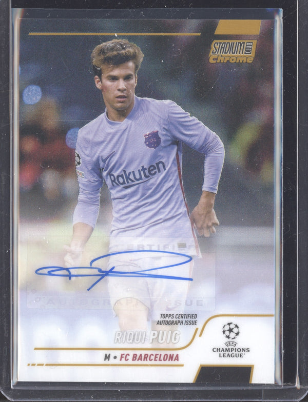 Riqui Puig 2021-22 Topps Stadium Club Chrome UCL CA-RP Gold Autograph 15/50