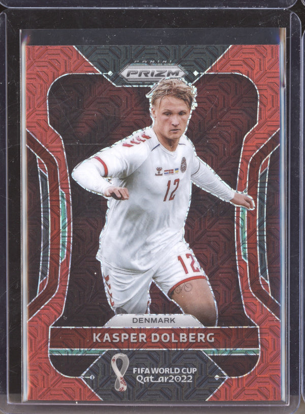 Kasper Dolberg 2022 Panini Prizm World Cup 71 Red Mojo 52/99