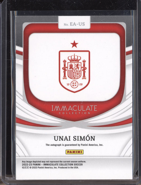 Unai Simon 2022-23 Panini Immaculate Soccer EA-US Excellence Auto 47/73