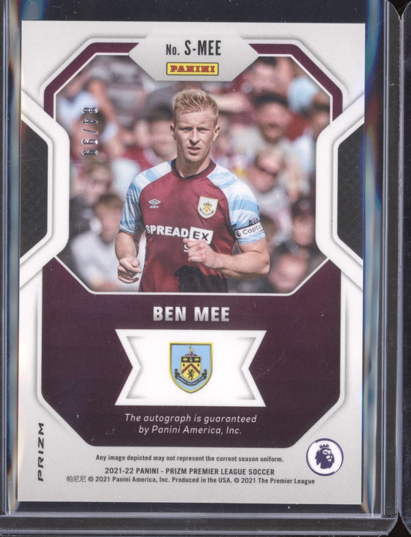 Ben Mee 2021-22 Panini Prizm Premier League S-MEE Signatures Silver 84/99